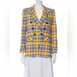 Veronica Beard Miller Plaid Blazer yellow